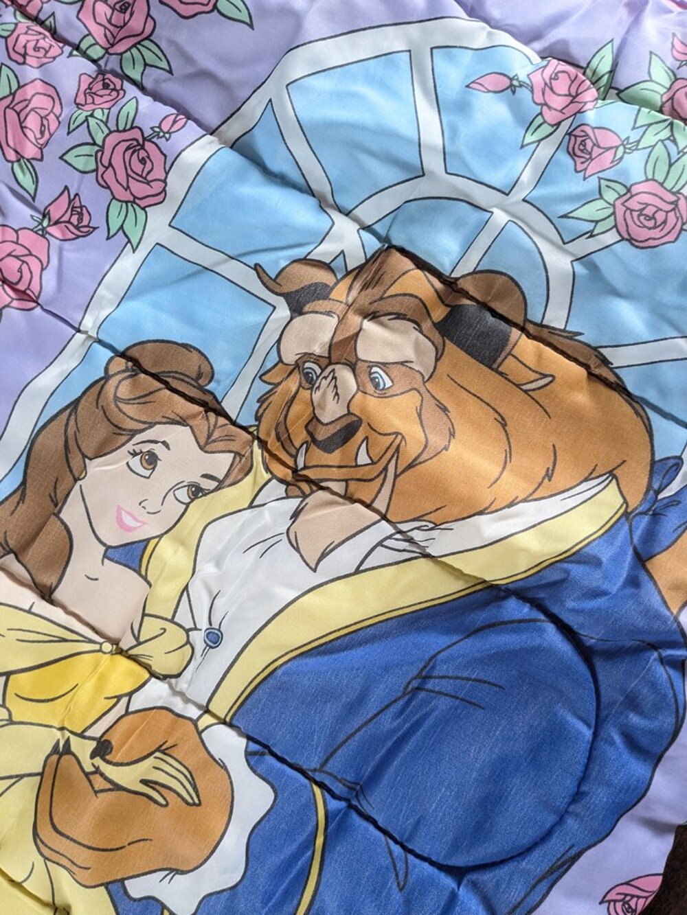 Vintage 90s Disney Beauty and the Beast Kids Sleeping Bag Retro Belle Princess - Picture 10 of 13